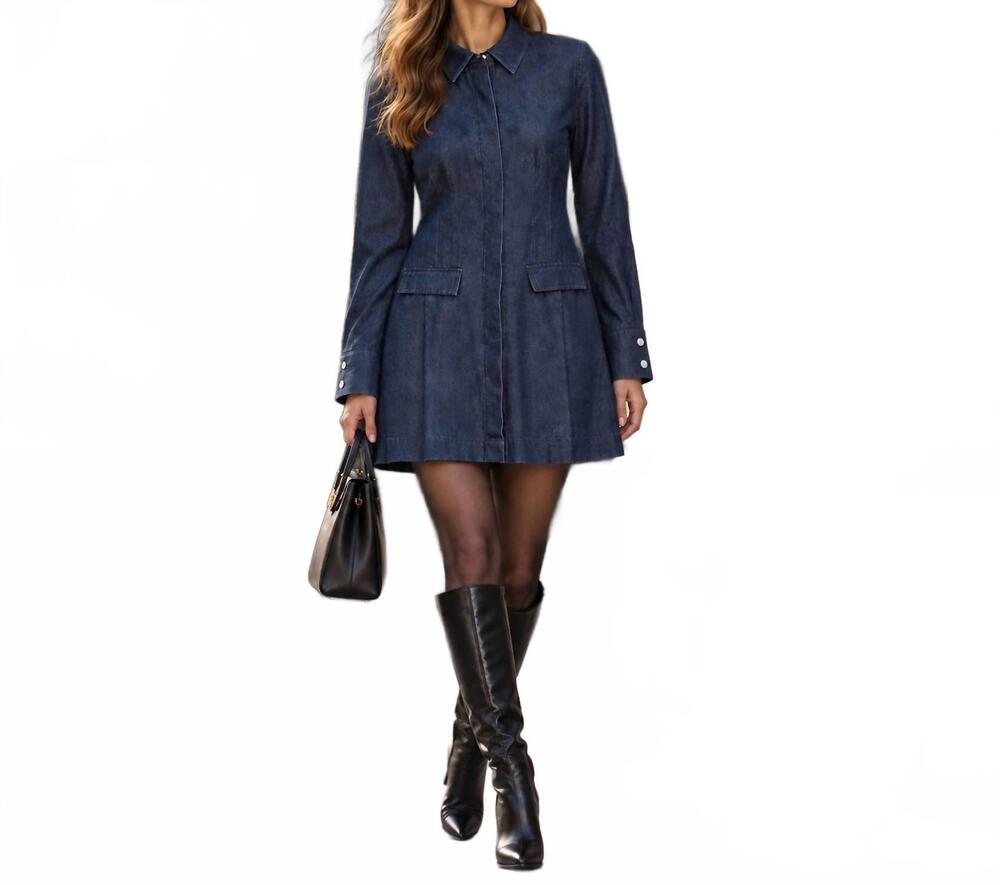 NEW DEREK LAM 10 CROSBY danielle denim shirt dress in jaye blue - Picture 3 of 9